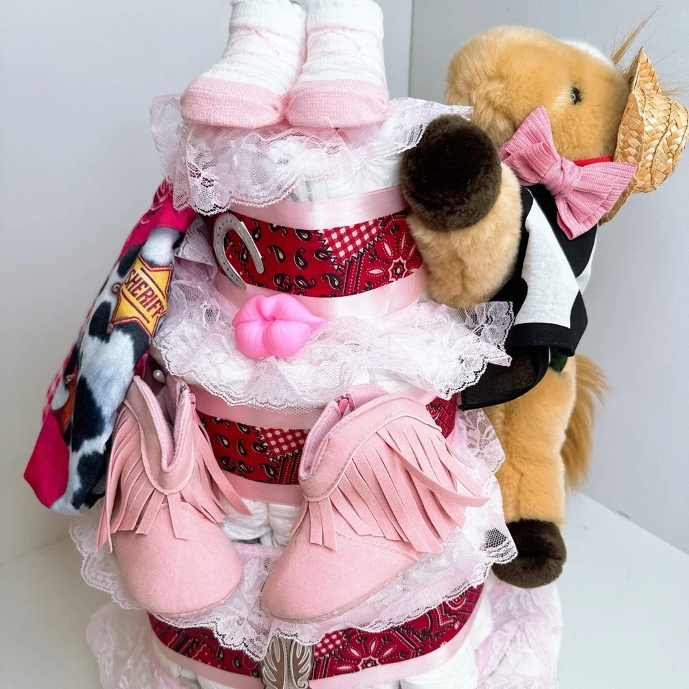 Cowgirl Western Diaper Cake, Baby Shower gift